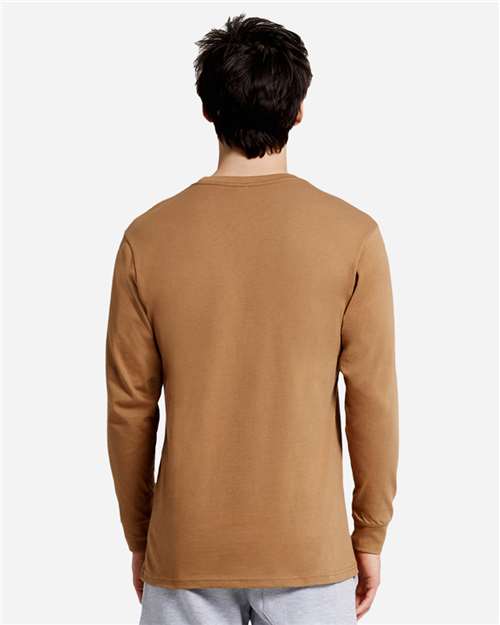 Lane Seven LS15009 Unisex Heavyweight Long Sleeve Tee - Toasted Coconut - model back