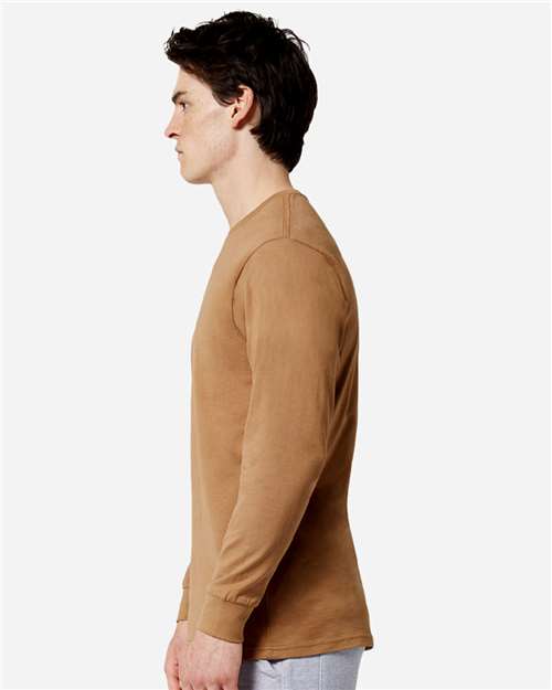 Lane Seven LS15009 Unisex Heavyweight Long Sleeve Tee - Toasted Coconut - model side