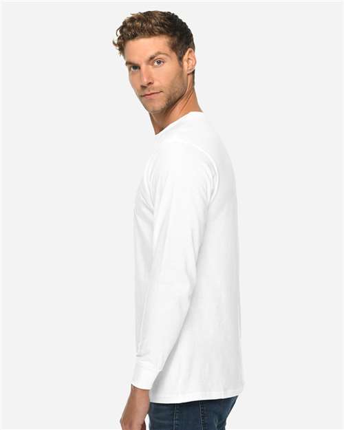 Lane Seven LS15009 Unisex Heavyweight Long Sleeve Tee - White - model side