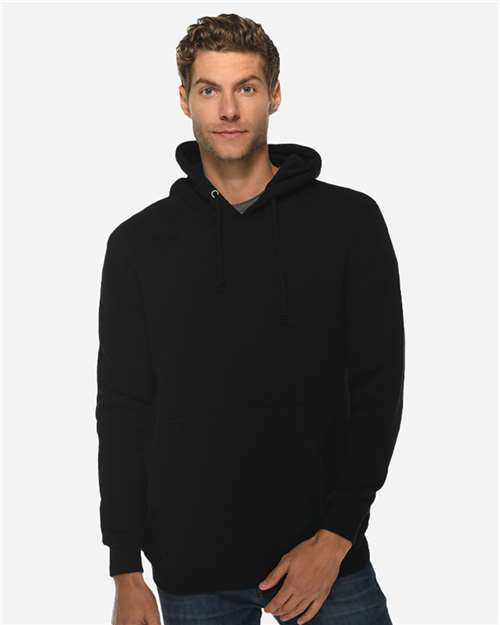 Lane Seven LS19001 Unisex Heavyweight Hoodie Sweatshirt - Black - model front