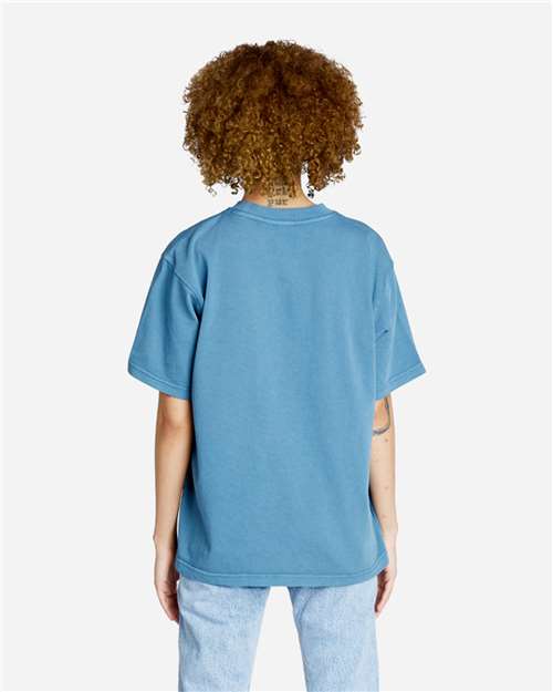 Lane Seven LS16005 Unisex Urban Heavyweight Tee - Pigment Pebble Blue - model back