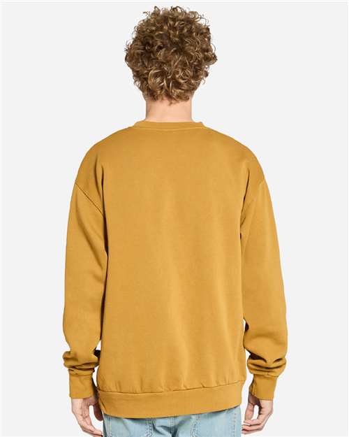 Lane Seven LS16004 Unisex Urban Crewneck Sweatshirt - Pigment Peanut Butter - model back