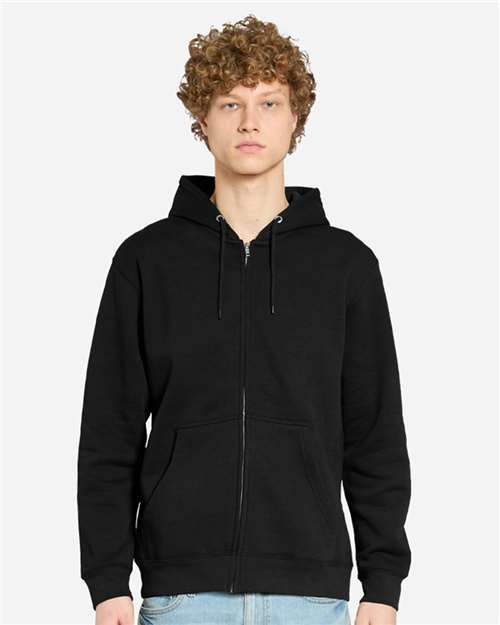 Lane Seven LS14003 Unisex Premium Full-Zip Hoodie Sweatshirt - Black - model front