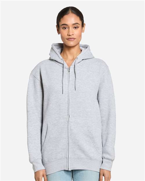 Lane Seven LS14003 Unisex Premium Full-Zip Hoodie Sweatshirt - Heather Grey - model front