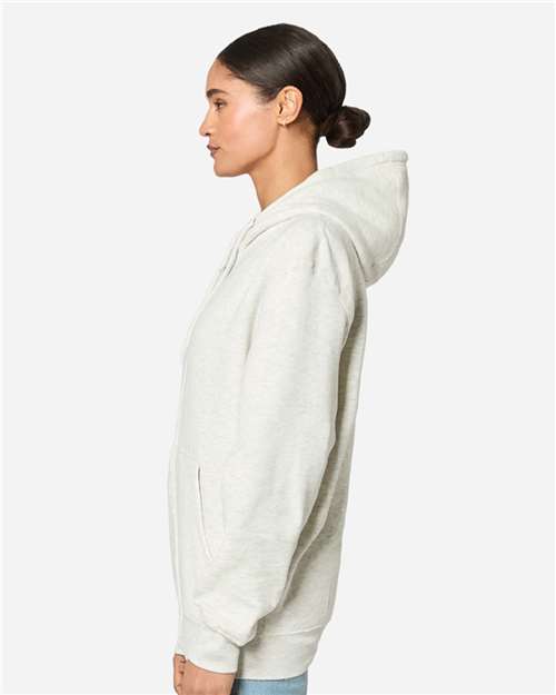 Lane Seven LS14003 Unisex Premium Full-Zip Hoodie Sweatshirt - Oatmeal Heather - model side