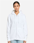 Lane Seven LS14003 Unisex Premium Full-Zip Hoodie Sweatshirt - White - model front