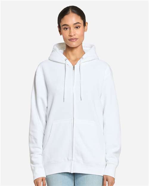 Lane Seven LS14003 Unisex Premium Full-Zip Hoodie Sweatshirt - White - model front