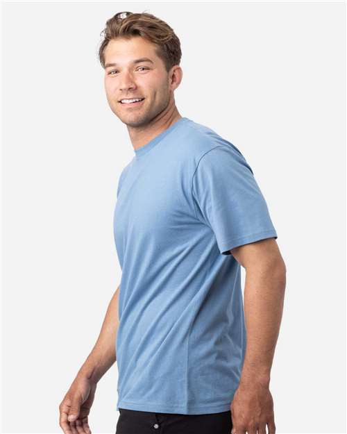 econscious EC1070 Reclaimist Fiber Vibes T-Shirt - Elemental Blue - model side