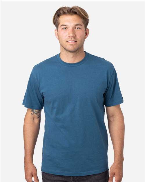 econscious EC1070 Reclaimist Fiber Vibes T-Shirt - Tidal Blue - model front