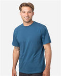 econscious EC1070 Reclaimist Fiber Vibes T-Shirt - Tidal Blue - model side