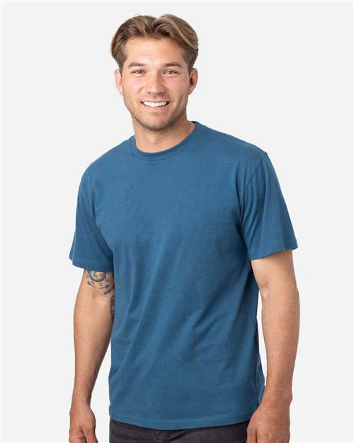 econscious EC1070 Reclaimist Fiber Vibes T-Shirt - Tidal Blue - model side