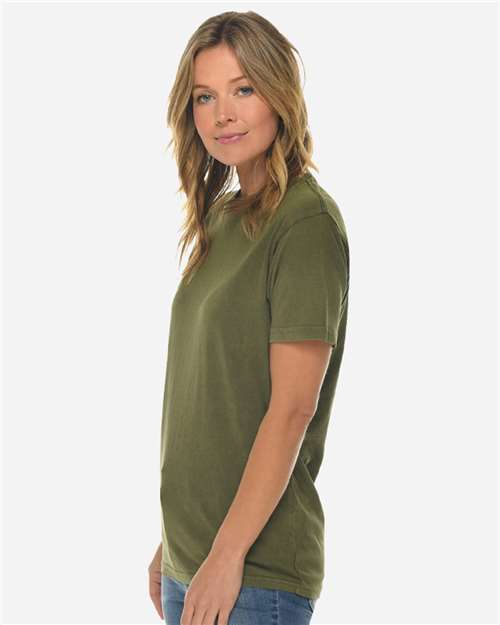 Lane Seven LST002 Unisex Vintage Tee - Vintage Olive - model side