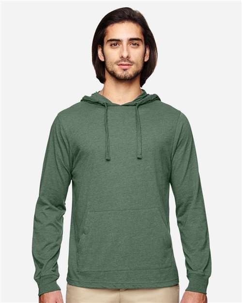 econscious EC1085 Unisex Eco Jersey Pullover Hooded Long Sleeve T-Shirt - Asparagus - model front
