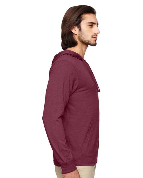 econscious EC1085 Unisex Eco Jersey Pullover Hooded Long Sleeve T-Shirt - Berry - model side