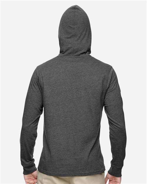 econscious EC1085 Unisex Eco Jersey Pullover Hooded Long Sleeve T-Shirt - Charcoal/ Black - model back