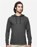econscious EC1085 Unisex Eco Jersey Pullover Hooded Long Sleeve T-Shirt - Charcoal/ Black - model front