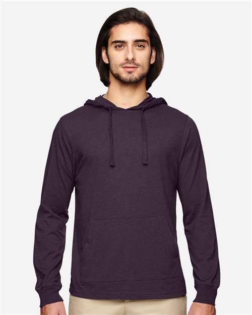 econscious EC1085 Unisex Eco Jersey Pullover Hooded Long Sleeve T-Shirt - Eggplant - model front