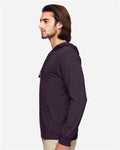 econscious EC1085 Unisex Eco Jersey Pullover Hooded Long Sleeve T-Shirt - Eggplant - model side