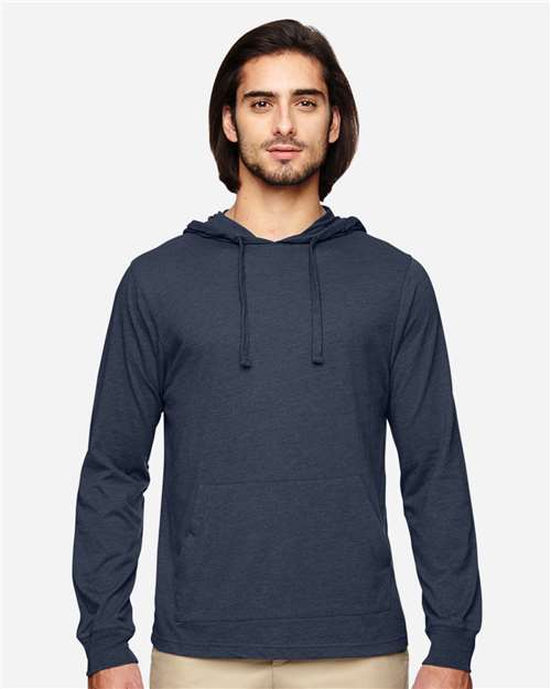 econscious EC1085 Unisex Eco Jersey Pullover Hooded Long Sleeve T-Shirt - Water - model front