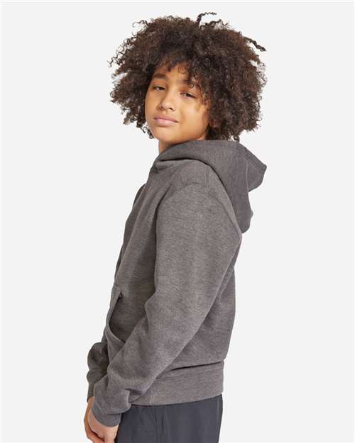 Lane Seven LS1401Y Youth Premium Hoodie Sweatshirt - Charcoal Heather - model side