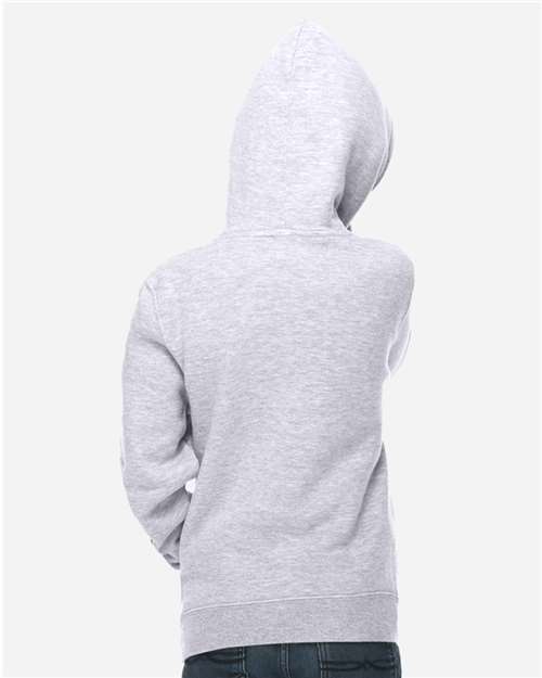 Lane Seven LS1401Y Youth Premium Hoodie Sweatshirt - Heather Grey - model back