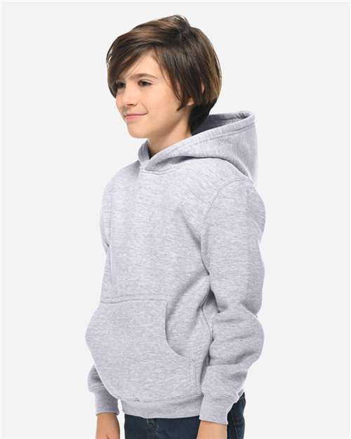 Lane Seven LS1401Y Youth Premium Hoodie Sweatshirt - Heather Grey - model side