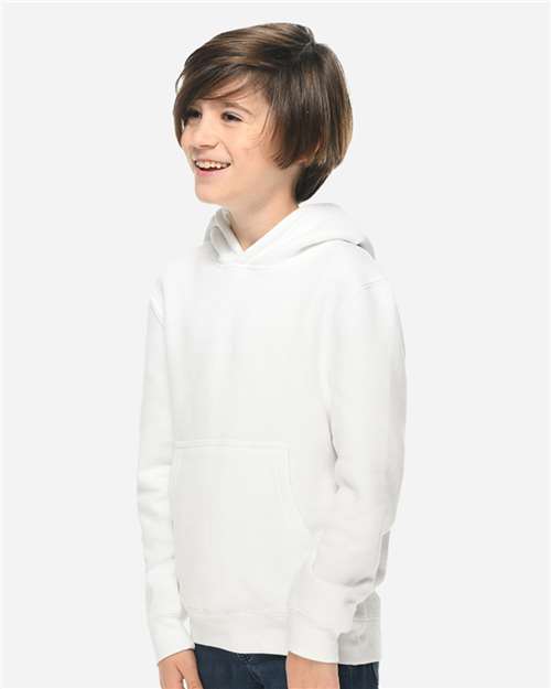 Lane Seven LS1401Y Youth Premium Hoodie Sweatshirt - White - model side