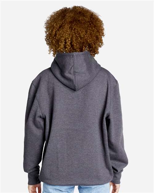 Lane Seven LS18002 Unisex Future Hoodie Sweatshirt - Heather Charcoal - model back