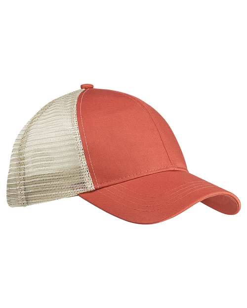 econscious EC7070 Eco Trucker Cap - Orange Poppy/ Oyster - front