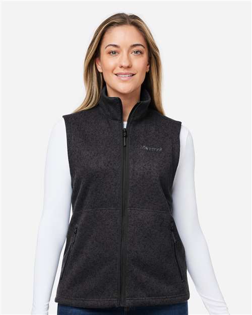 Marmot M16251 Women's Drop Line Fleece Vest - Black Heather - model front