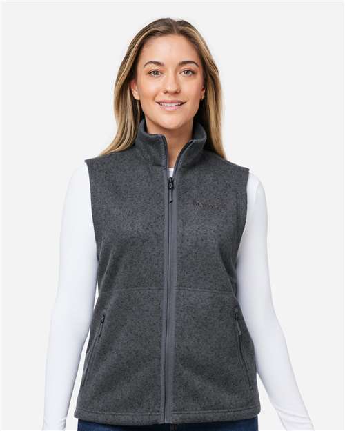 Marmot M16251 Women's Drop Line Fleece Vest - Steel Onyx Heather - model front
