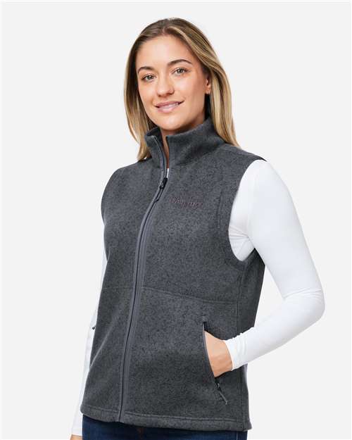 Marmot M16251 Women's Drop Line Fleece Vest - Steel Onyx Heather - model side