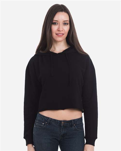 Lane Seven LS12000 Women's Cropped Hoodie Sweatshirt - Black - model front