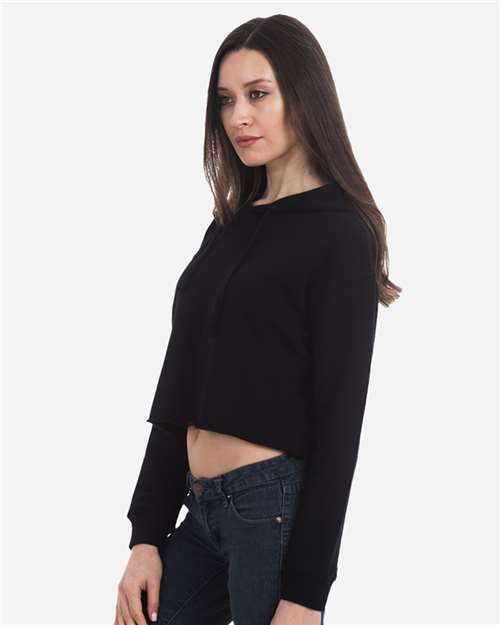 Lane Seven LS12000 Women's Cropped Hoodie Sweatshirt - Black - model side