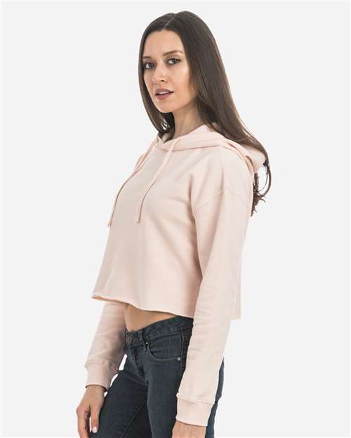 Lane Seven LS12000 Women's Cropped Hoodie Sweatshirt - Pale Pink - model side