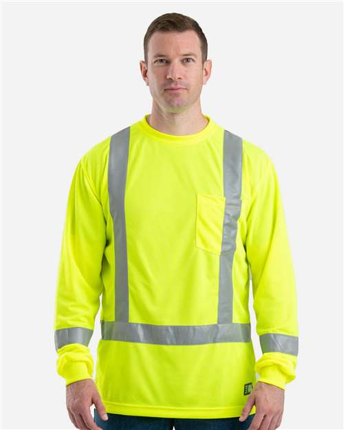 Berne Apparel HVK013 Men's Hi-Vis Class 3 Performance Pocket T-Shirt - Yellow - model front