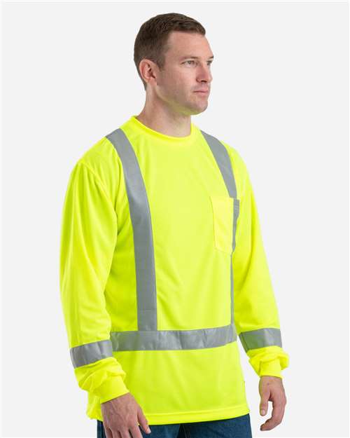 Berne Apparel HVK013 Men's Hi-Vis Class 3 Performance Pocket T-Shirt - Yellow - model side