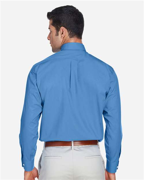 Devon & Jones D620T Men's Tall Crown Collection Broadcloth Woven Dress Shirt - French Blue - model back