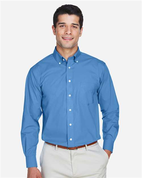 Devon & Jones D620T Men's Tall Crown Collection Broadcloth Woven Dress Shirt - French Blue - model front