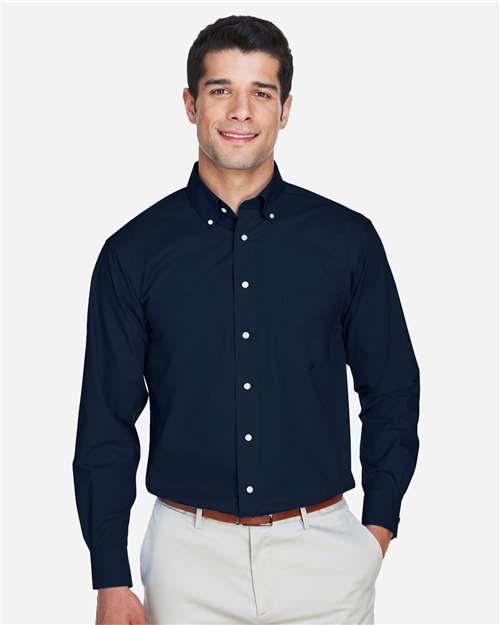 Devon & Jones D620T Men's Tall Crown Collection Broadcloth Woven Dress Shirt - Navy - model front