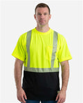 Berne Apparel HVK017 Men's Hi-Vis Class 2 Color Blocked Pocket T-Shirt - Hi Vis Yellow - model front