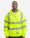 Berne Apparel HVF021 Men's Berne Hi-Vis Class 3 Lined Hooded Sweatshirt - Yellow - model front