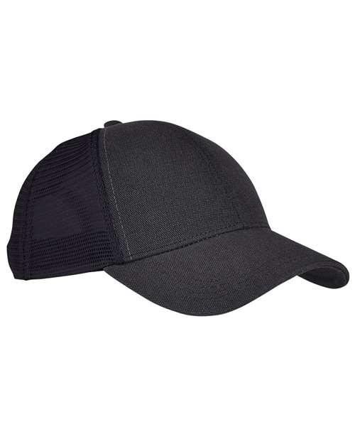 econscious EC7093 Structured Hemp Trucker Cap - Black/ Black - front
