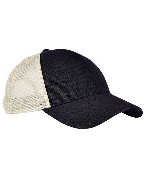 econscious EC7093 Structured Hemp Trucker Cap - Black/ Oyster - front