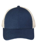 econscious EC7093 Structured Hemp Trucker Cap - Navy/ Oyster - front