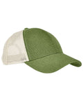 econscious EC7093 Structured Hemp Trucker Cap - Olive/ Oyster - front
