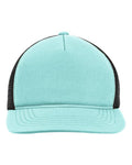 Big Accessories BA708 Bend Foam Trucker Cap - Aquamarine/ Black - front