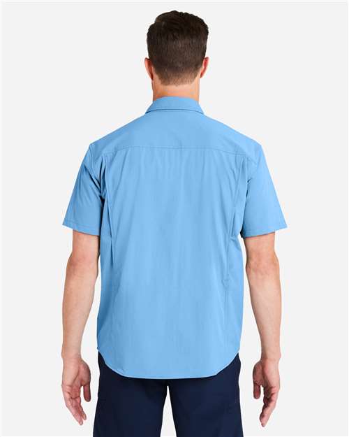 HUK H150183 Men's Creekbed Short Sleeve Shirt - Marolina Blue - model back