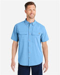 HUK H150183 Men's Creekbed Short Sleeve Shirt - Marolina Blue - model front