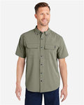 HUK H150183 Men's Creekbed Short Sleeve Shirt - Moss - model front